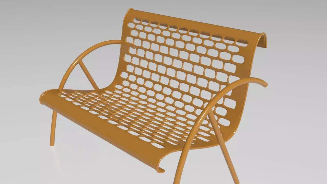 Public Chair Low-poly 3D model_0