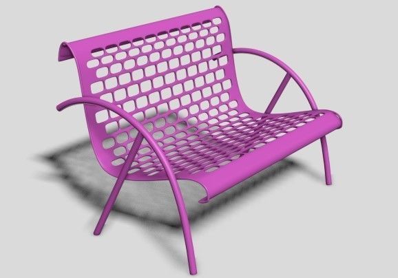 Public Chair Low-poly 3D model_4