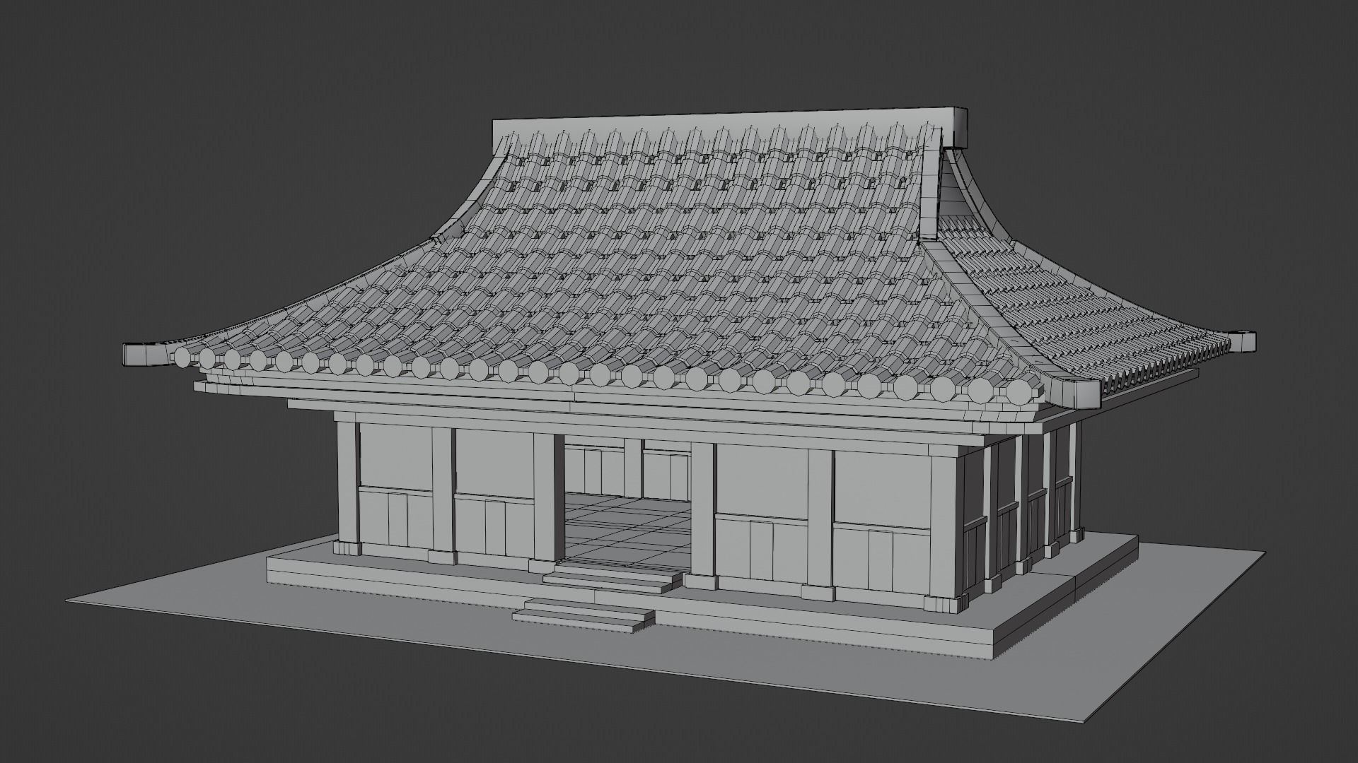 Chinese Siheyuan Low-poly 3D model_3