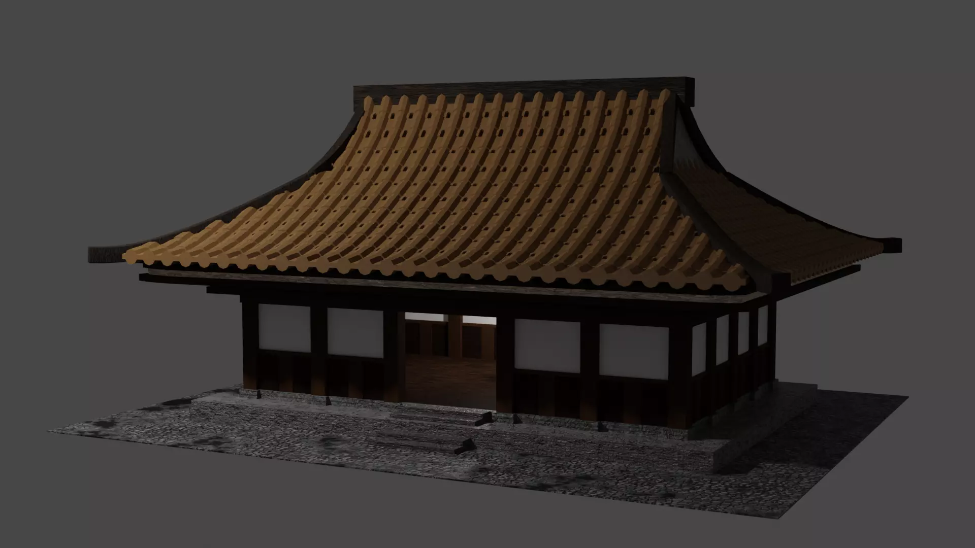 Chinese Siheyuan Low-poly 3D model_0