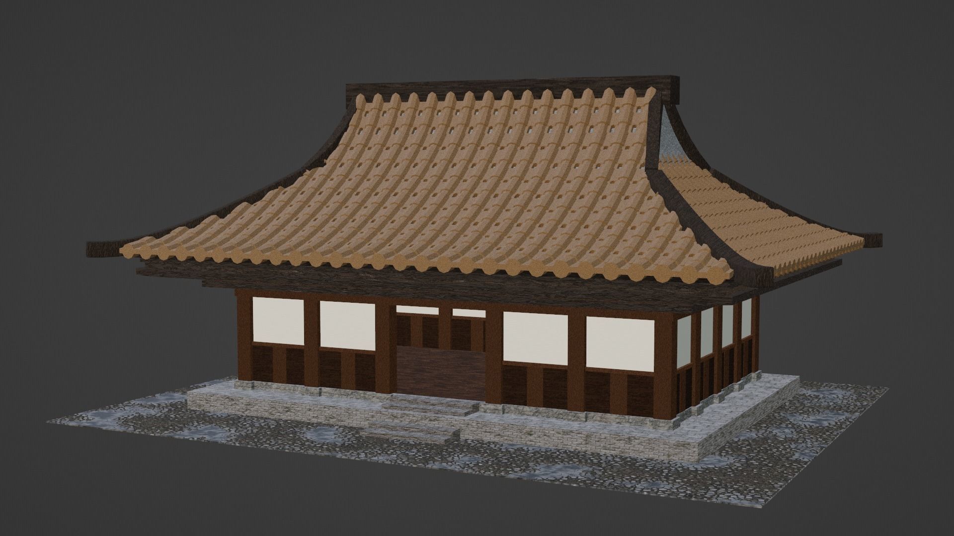 Chinese Siheyuan Low-poly 3D model_1