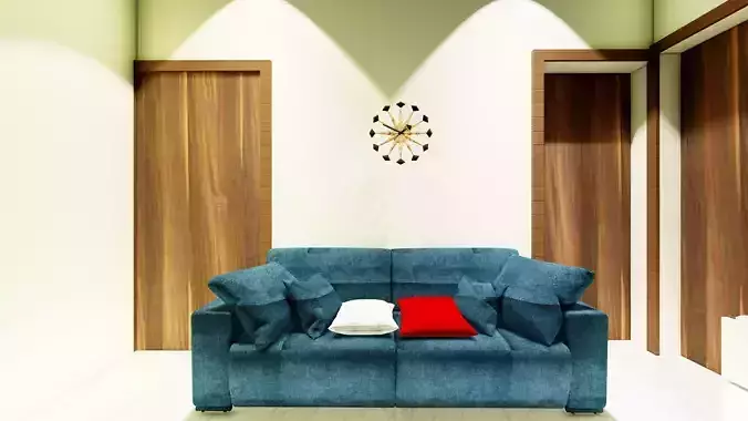 sofa set room with couch and clock 3D model
