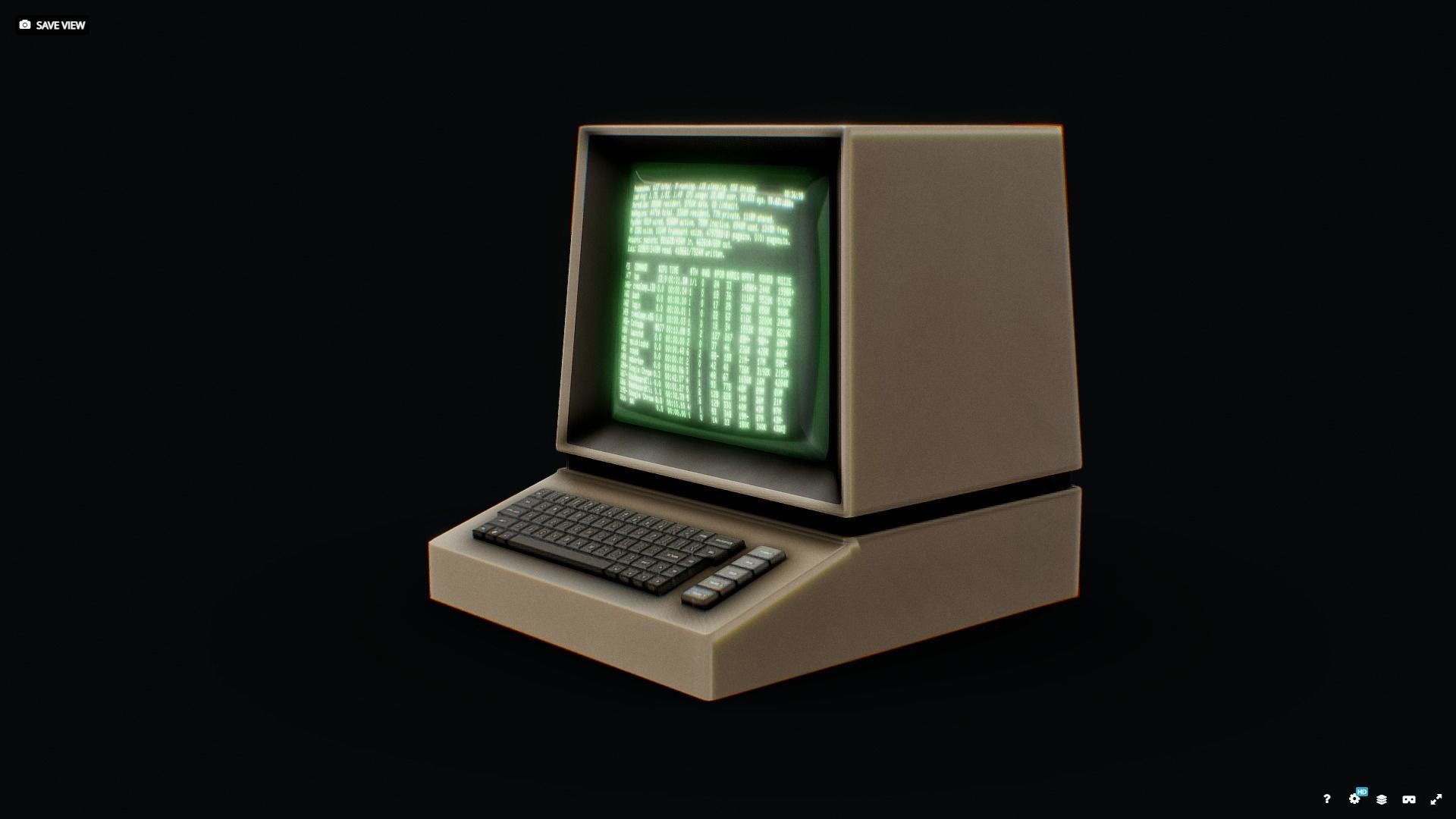 Retro Computer Low-poly 3D model_2