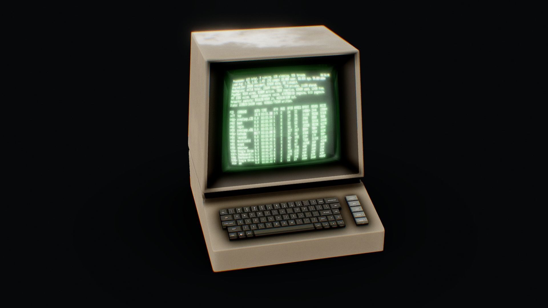 Retro Computer Low-poly 3D model_1