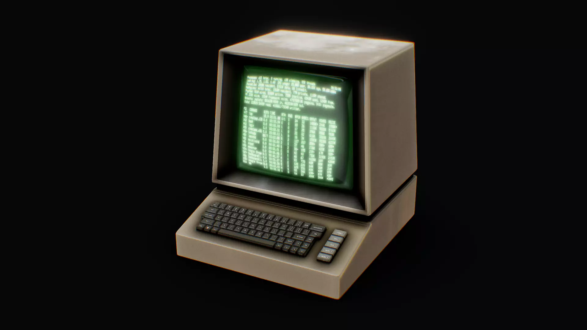 Retro Computer Low-poly 3D model_0