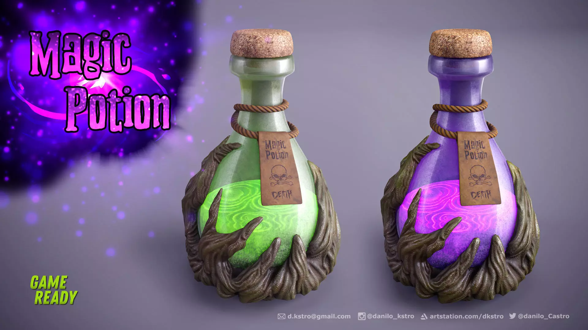 Magic Potion - Lowpoly - 2k Textures Low-poly 3D model_0
