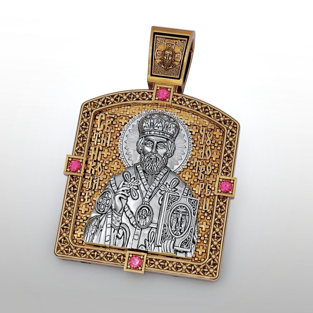 Ortodox St Nicolas pendant 3D print model_2