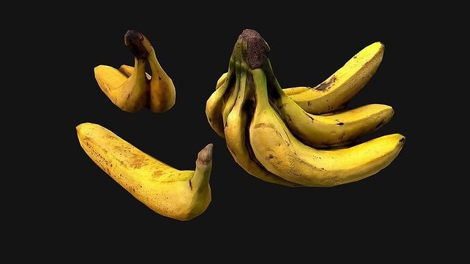 Bananas banana Tropical Fruit Food Dessert Low-poly 3D model 7