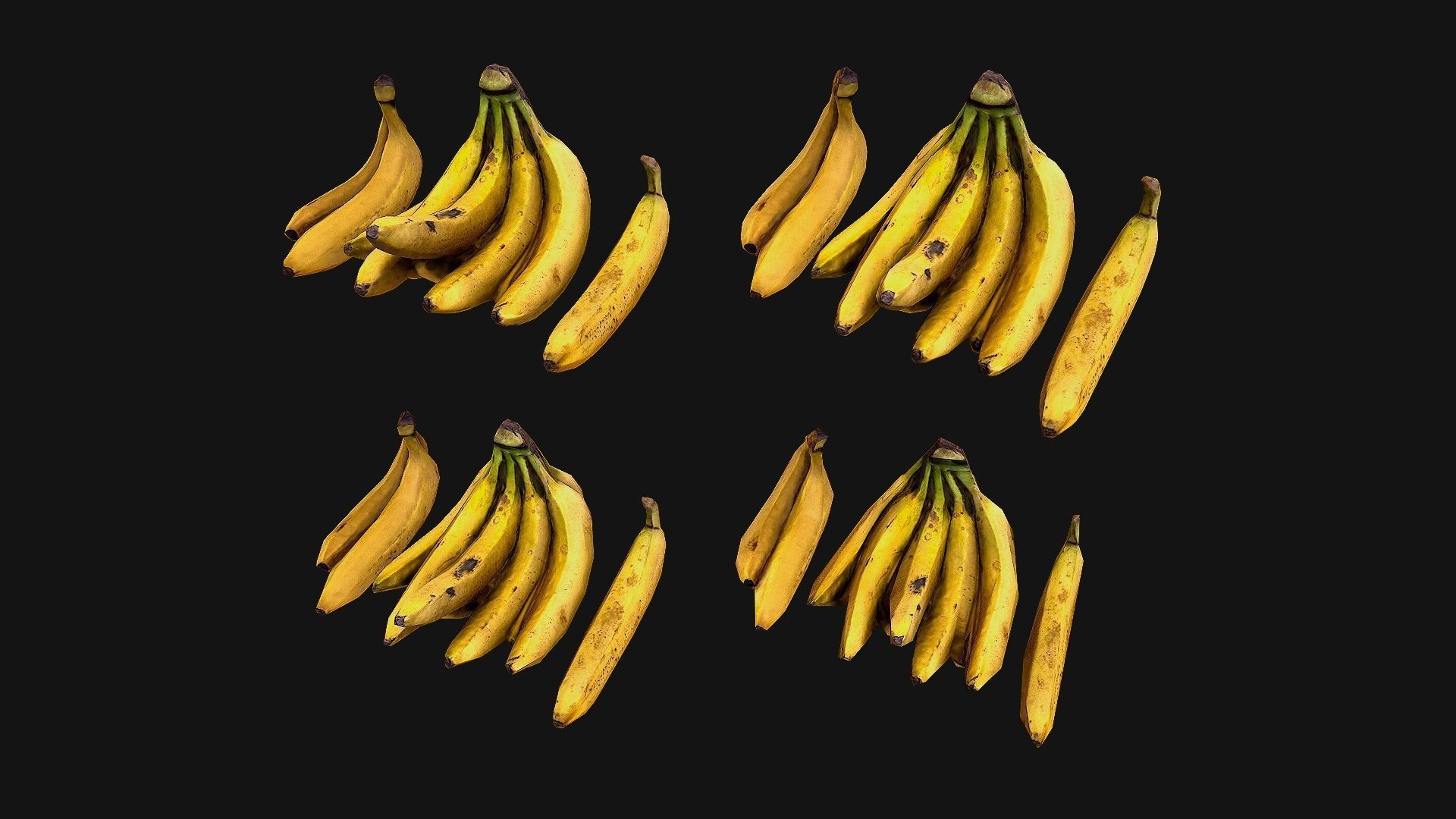 Bananas banana Low-poly 3D model_3