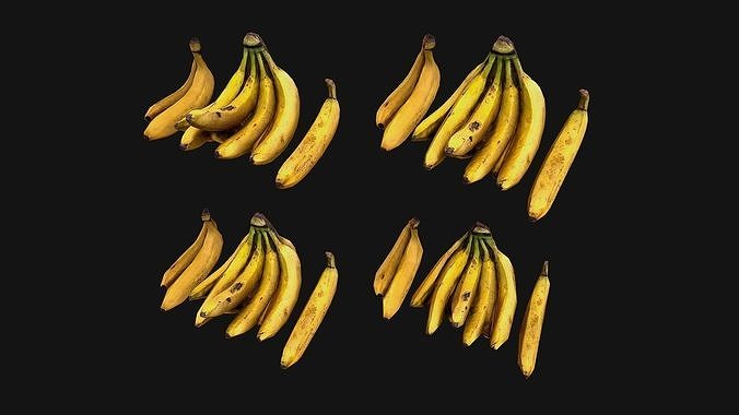 Bananas banana Tropical Fruit Food Dessert Low-poly 3D model 3