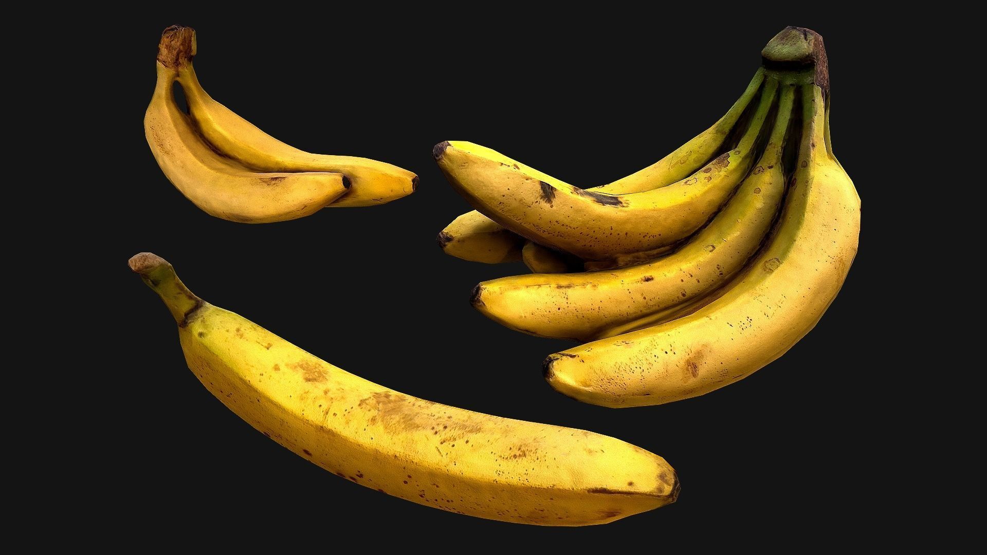 Bananas banana Low-poly 3D model_6