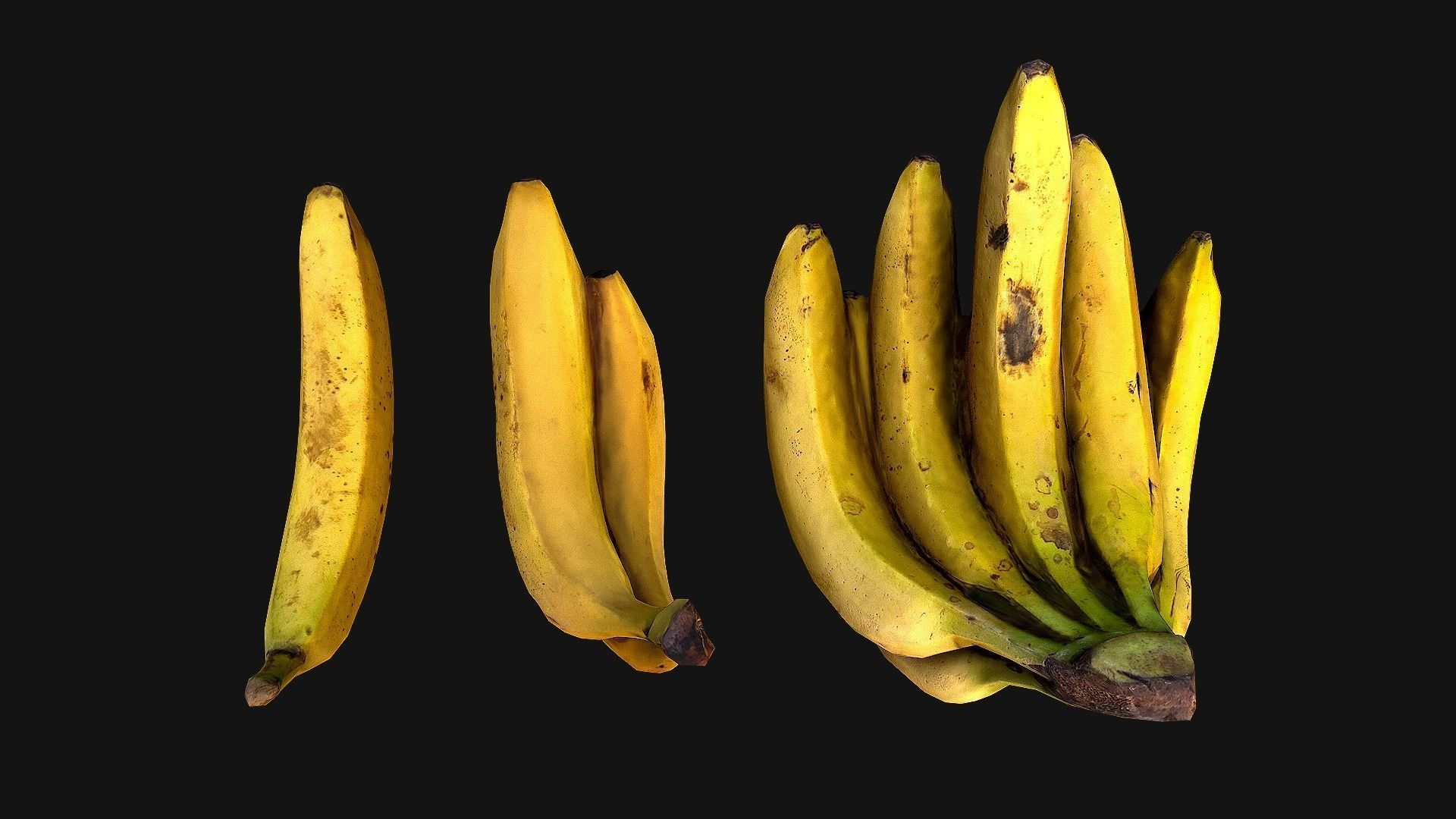 Bananas banana Low-poly 3D model_9