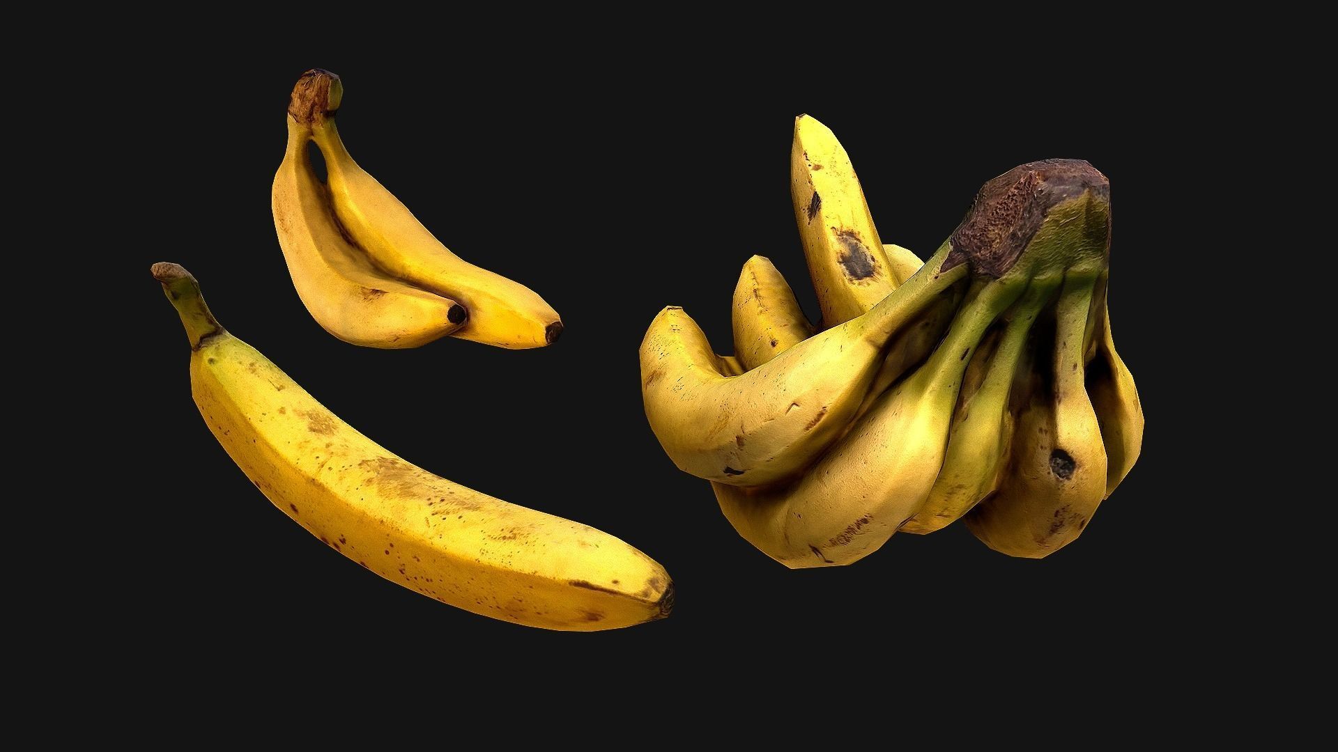 Bananas banana Low-poly 3D model_8