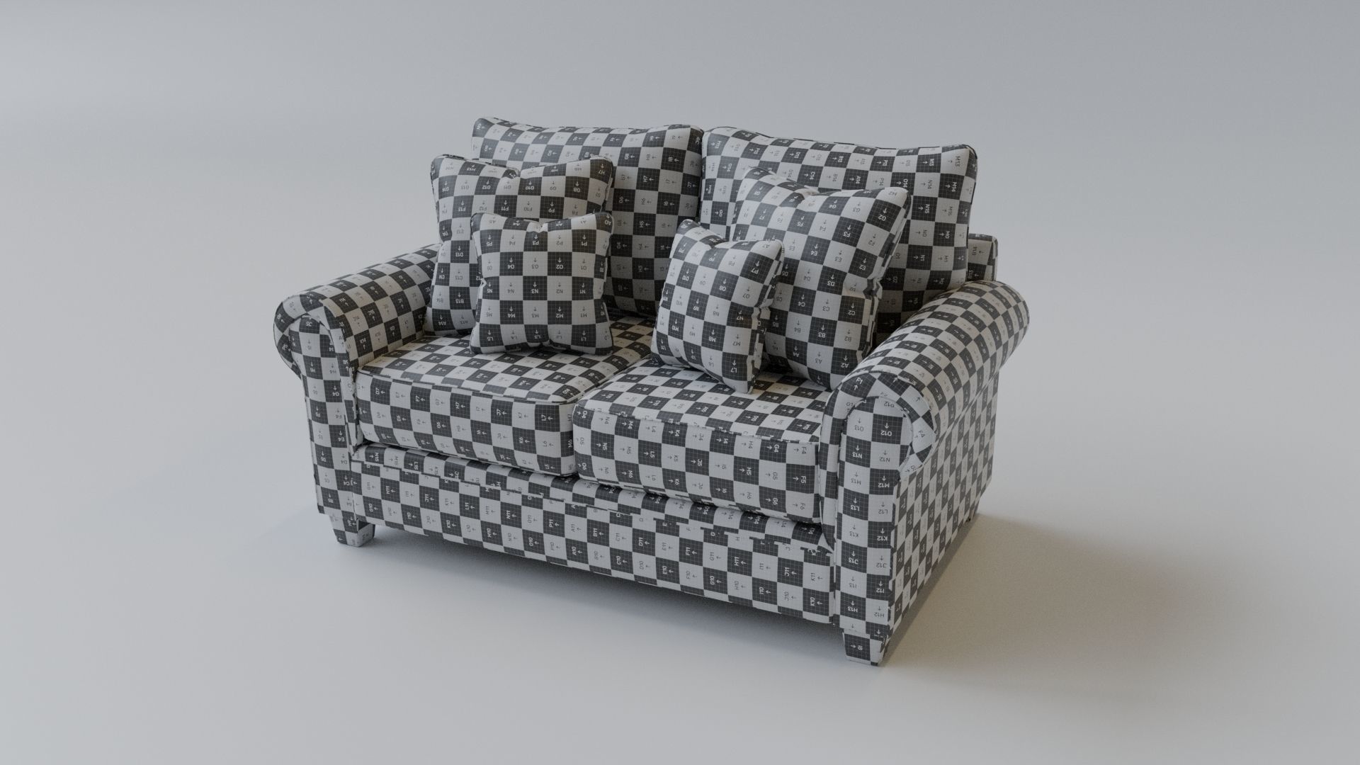 Sofa 2 Seater - v3 Low-poly 3D model_3