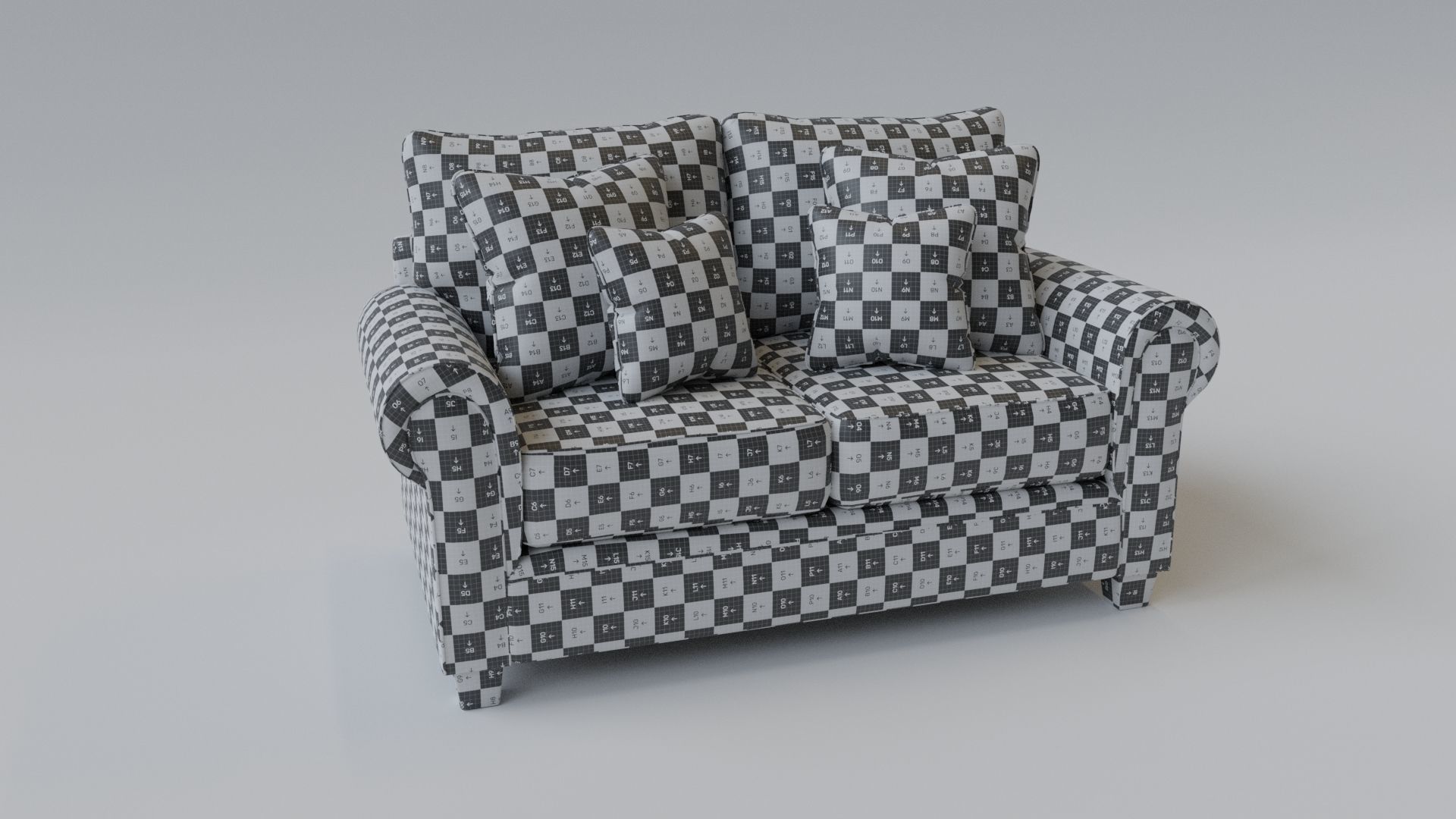 Sofa 2 Seater - v3 Low-poly 3D model_2