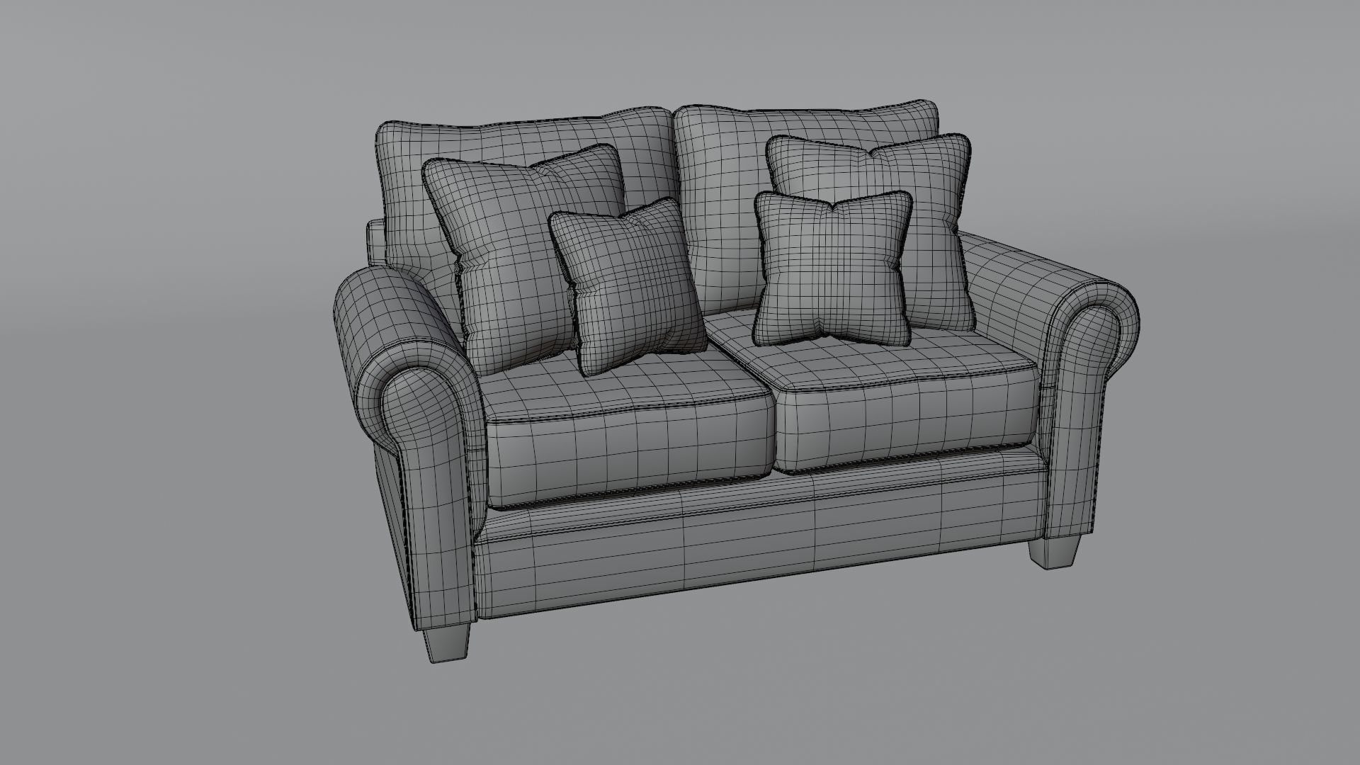 Sofa 2 Seater - v3 Low-poly 3D model_4