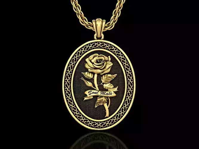 The Rose Soulmate Oval Medallion Pendant V3
