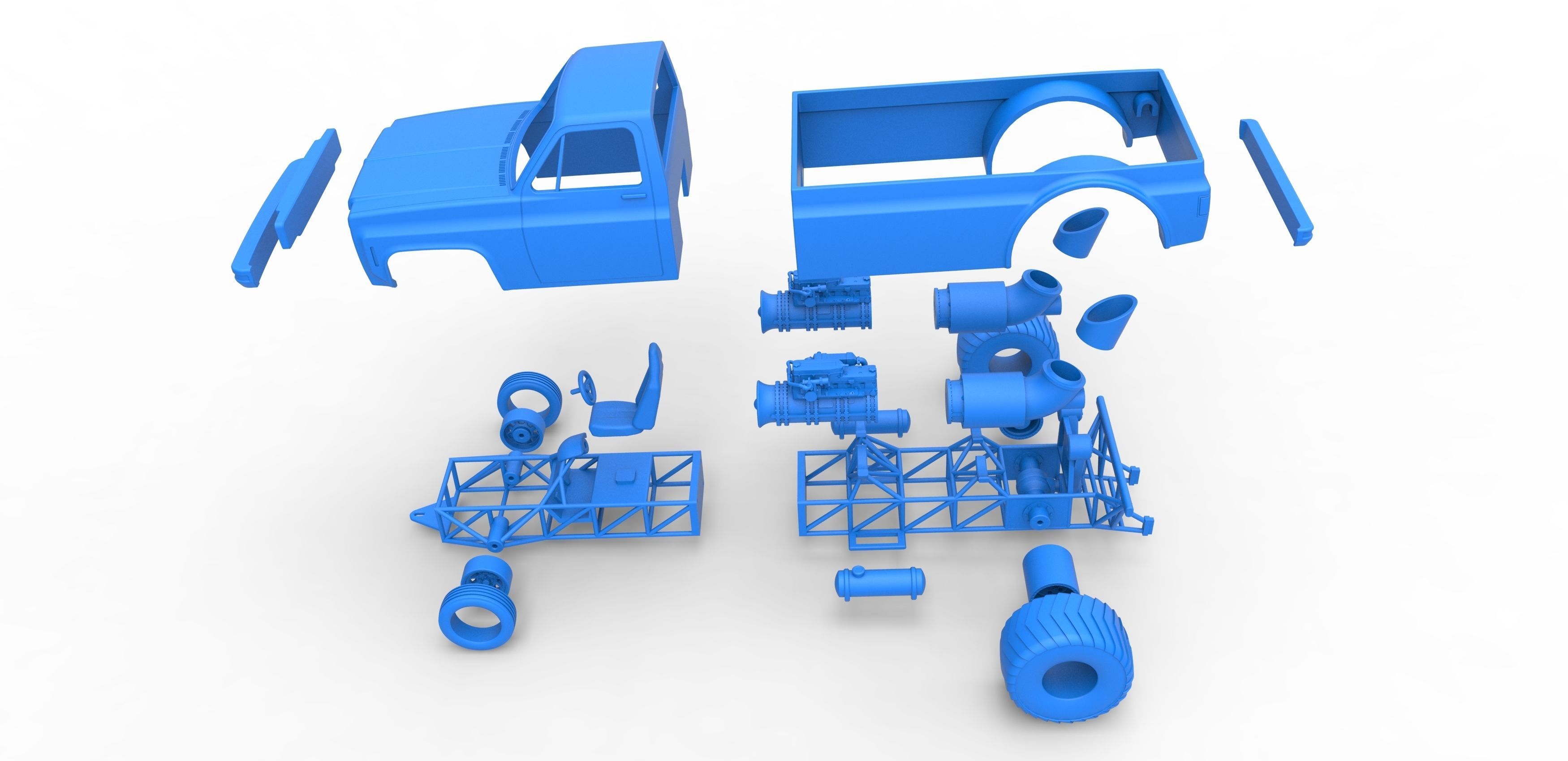 Jet pulling truck 2wd Scale 1 to 25 3D print model_34