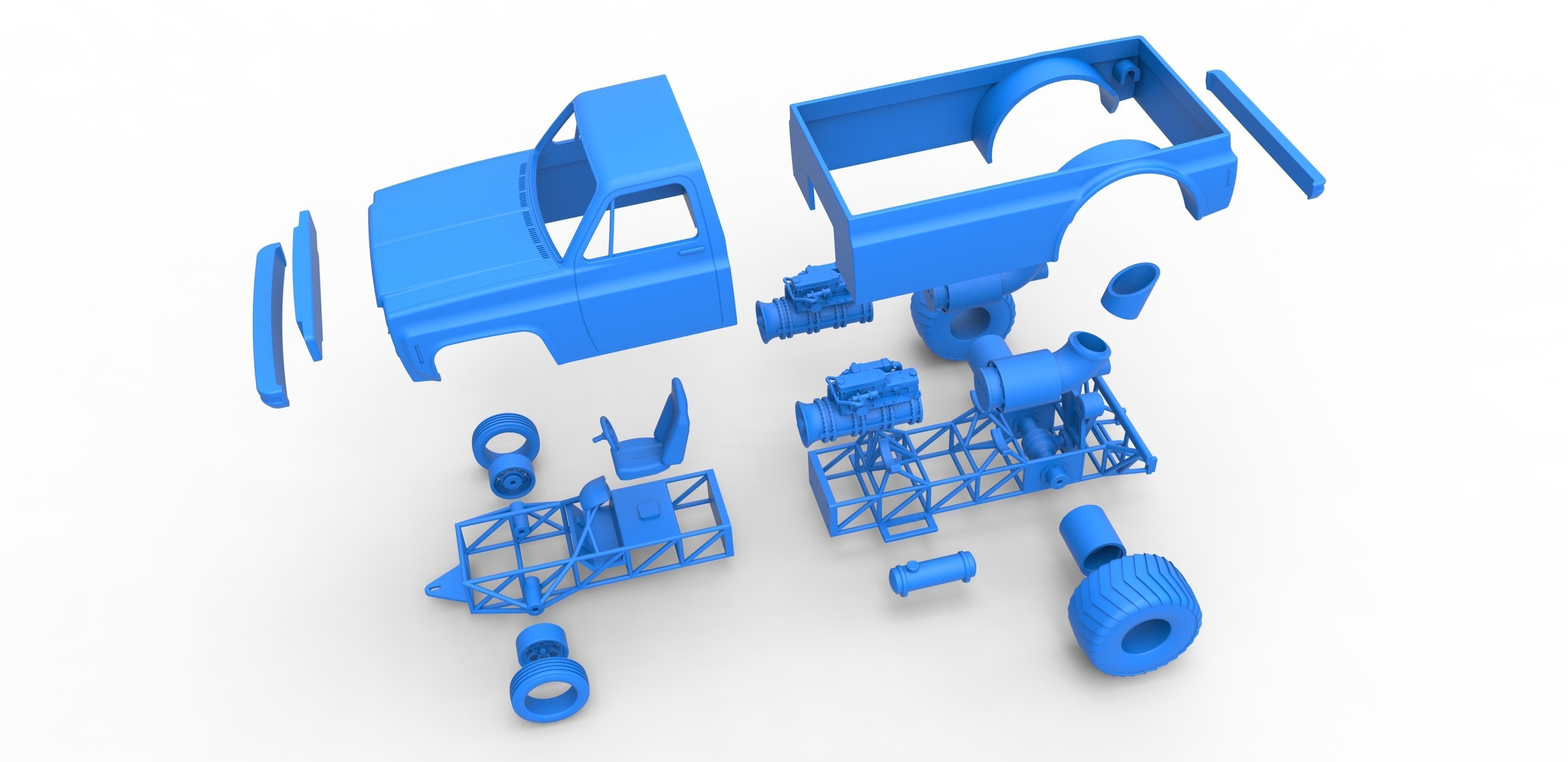 Jet pulling truck 2wd Scale 1 to 25 3D print model_30