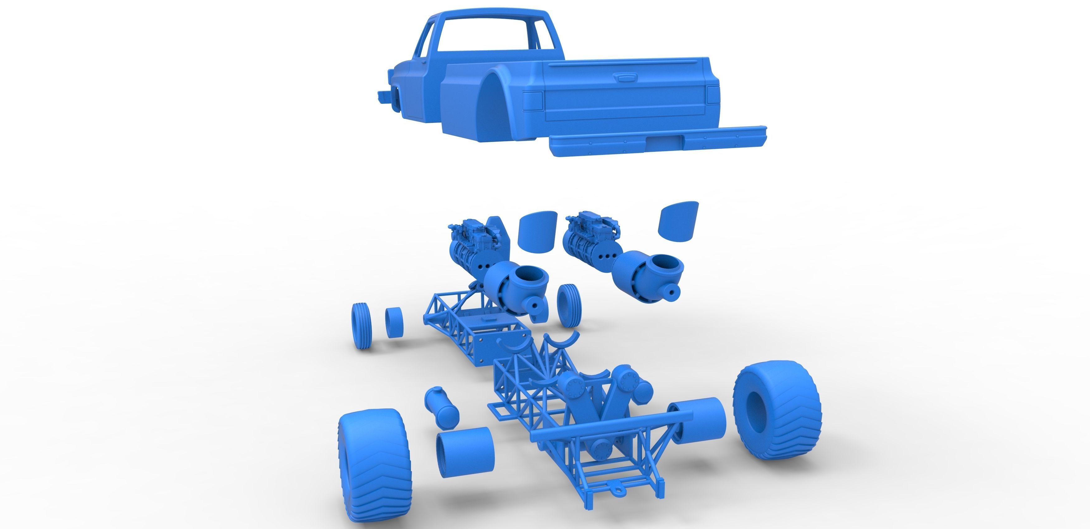 Jet pulling truck 2wd Scale 1 to 25 3D print model_36