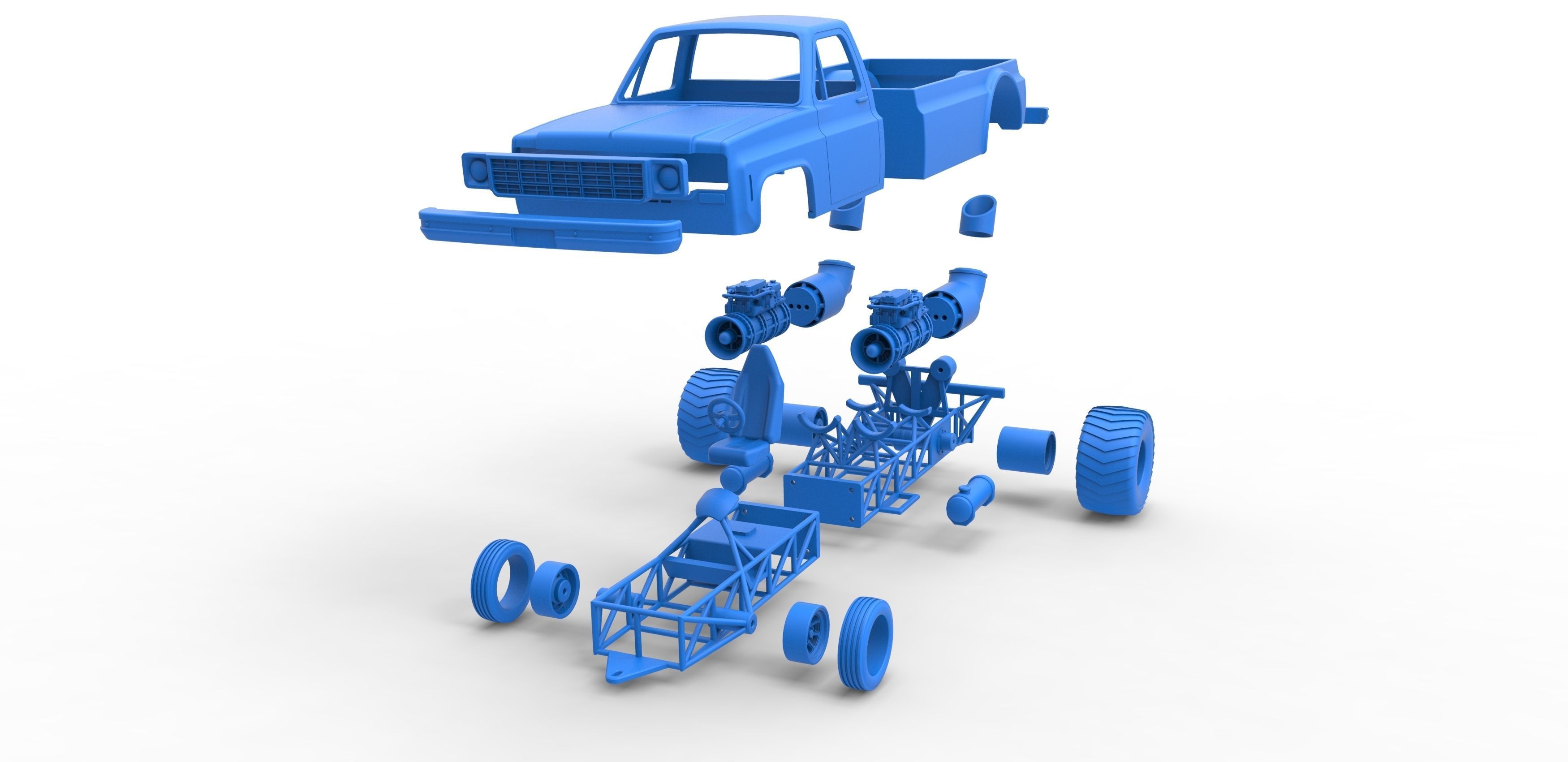Jet pulling truck 2wd Scale 1 to 25 3D print model_32