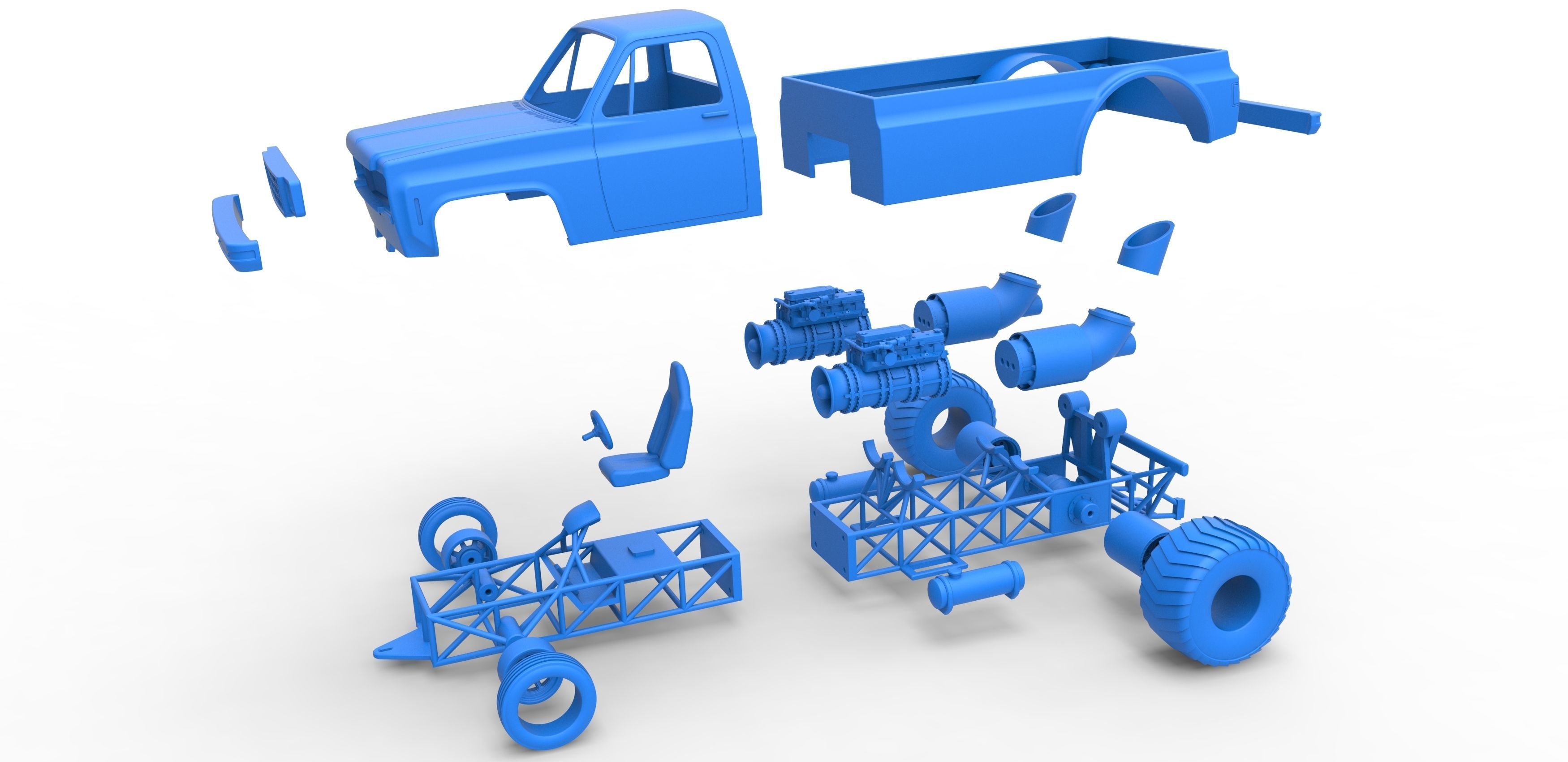 Jet pulling truck 2wd Scale 1 to 25 3D print model_29