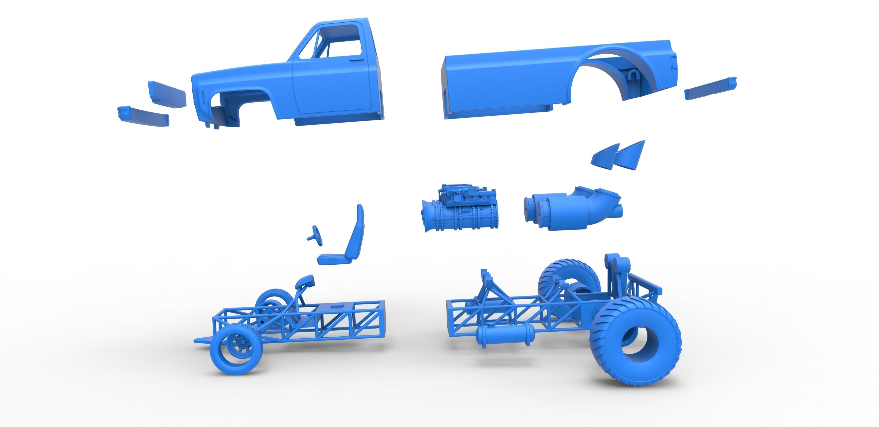 Jet pulling truck 2wd Scale 1 to 25 3D print model_33