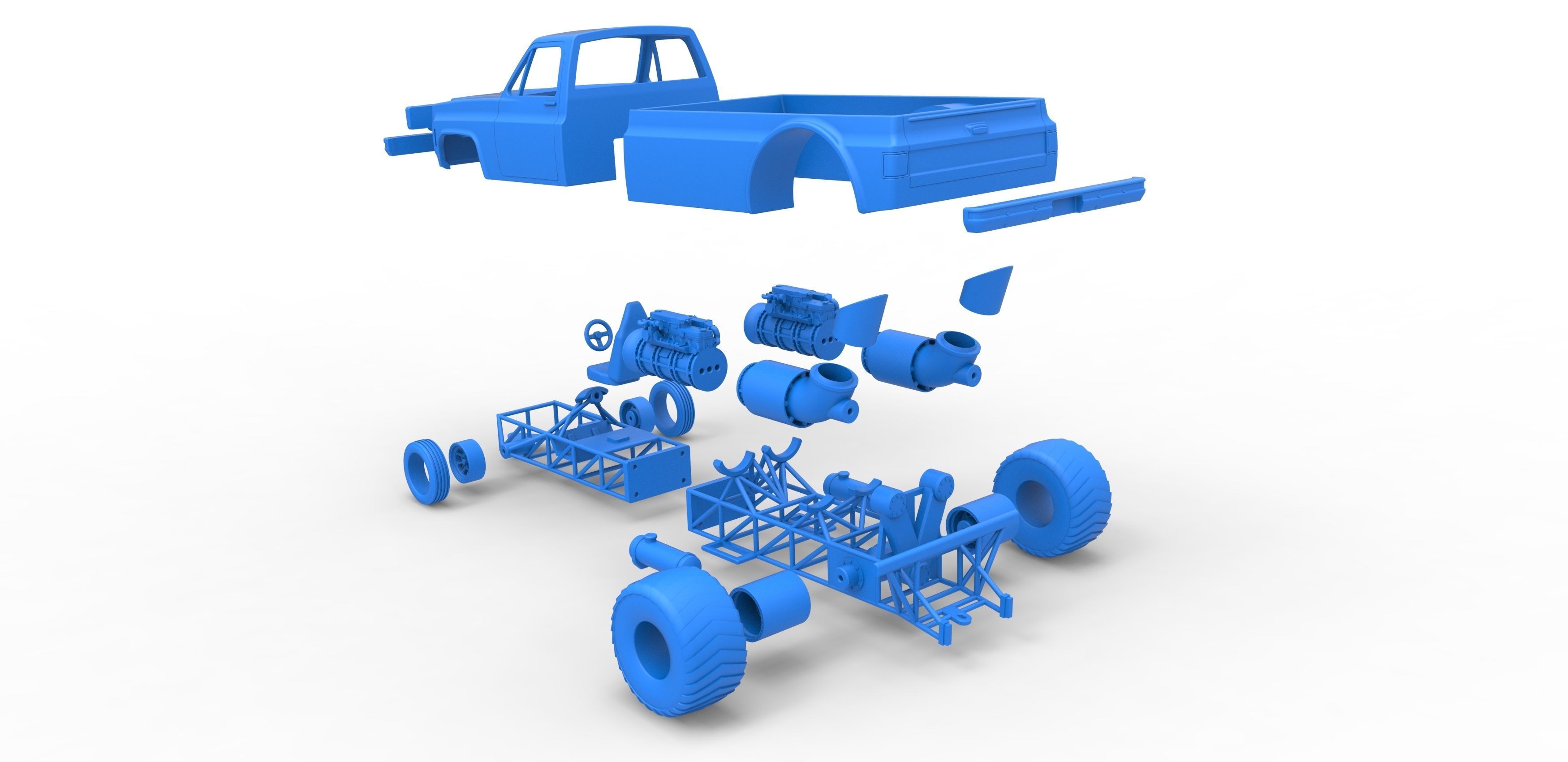 Jet pulling truck 2wd Scale 1 to 25 3D print model_35