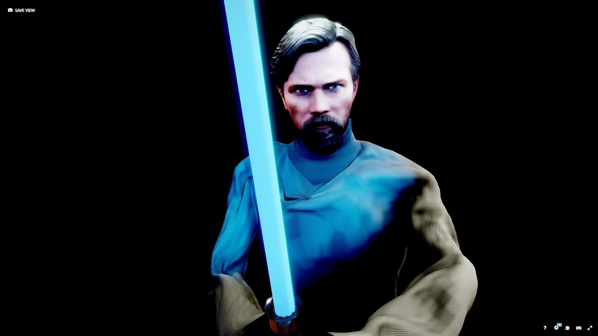 Kenobi Rigged Low-poly 3D model_2