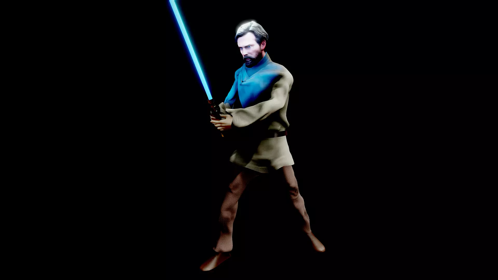 Kenobi Rigged Low-poly 3D model_0