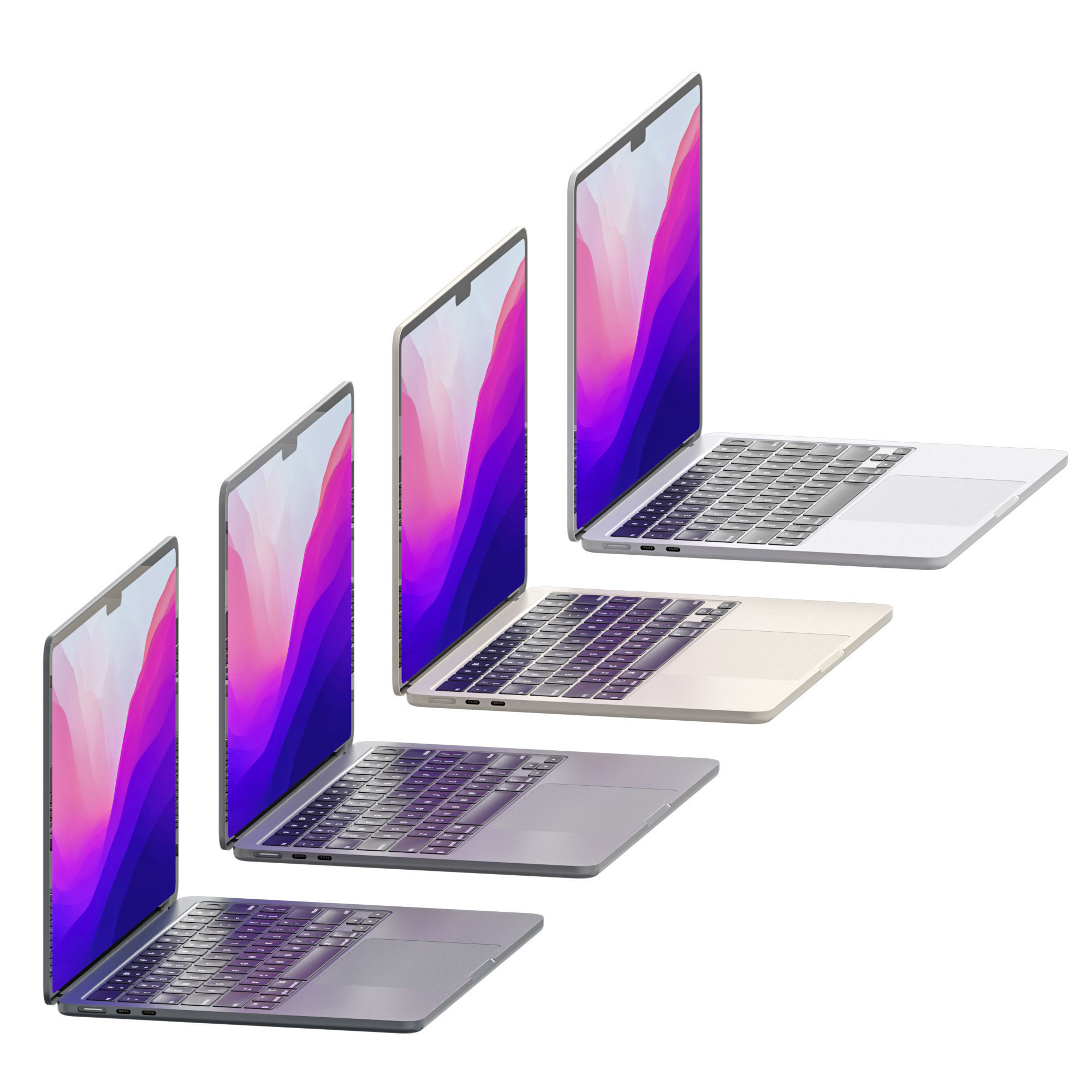 MacBook Air M2 2022 4 colors 3D model_2