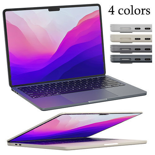 MacBook Air M2 2022 4 colors 3D model