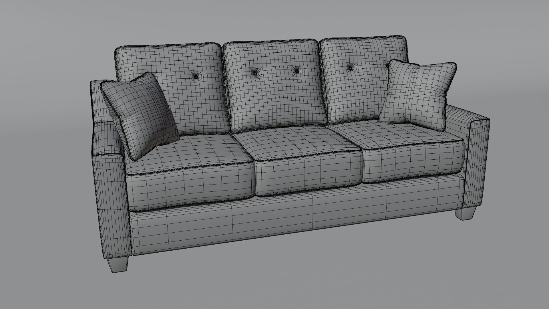 Sofa 3 Seater - v4 Low-poly 3D model_4