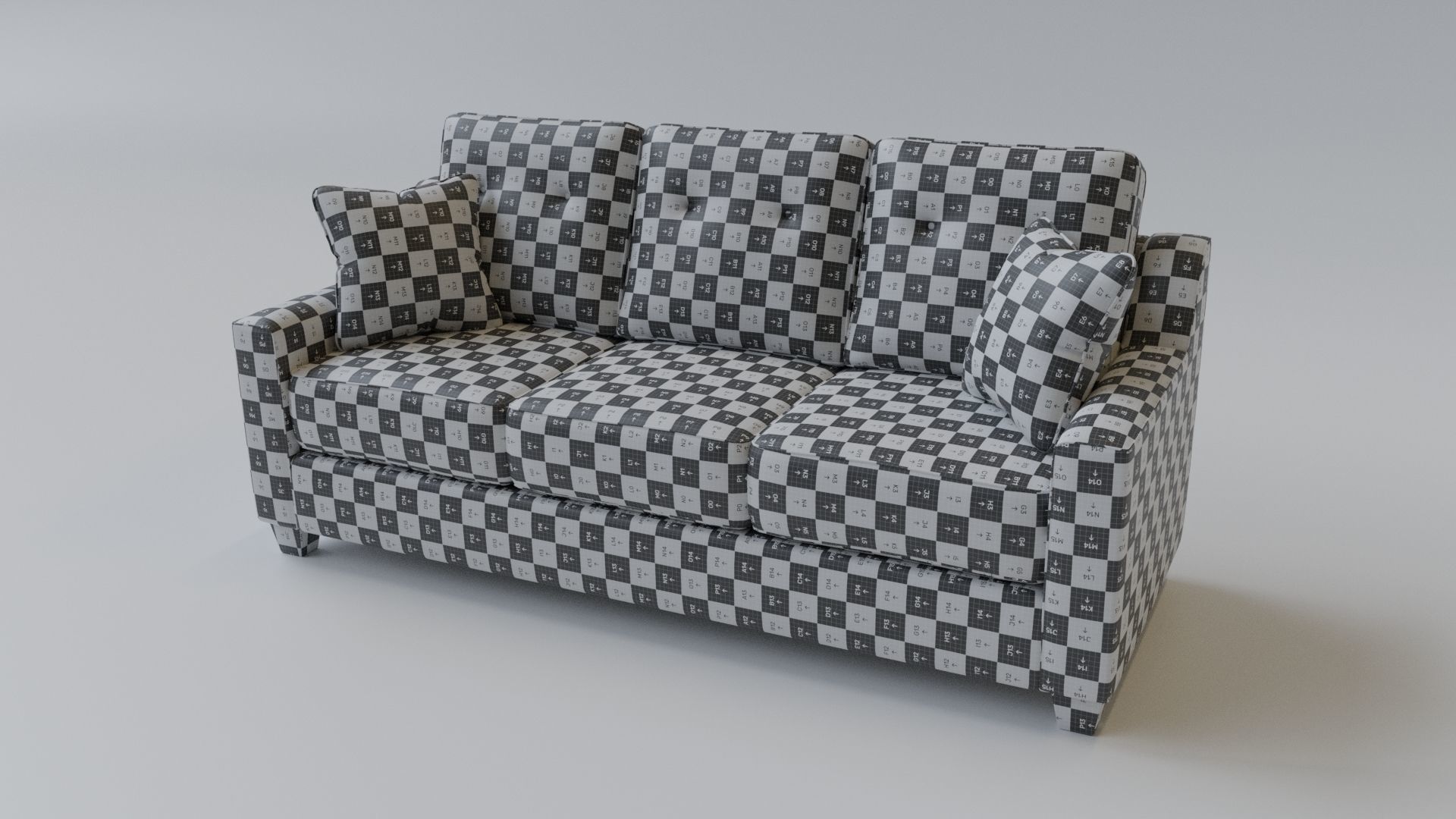 Sofa 3 Seater - v4 Low-poly 3D model_3