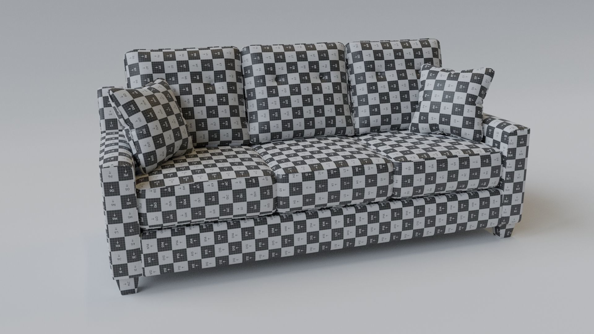 Sofa 3 Seater - v4 Low-poly 3D model_2