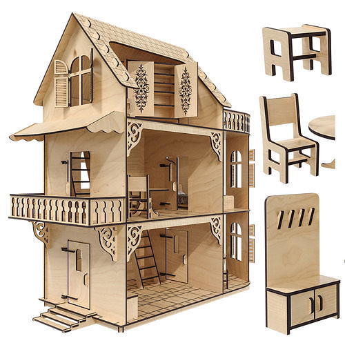 Toy house doll house 3D model