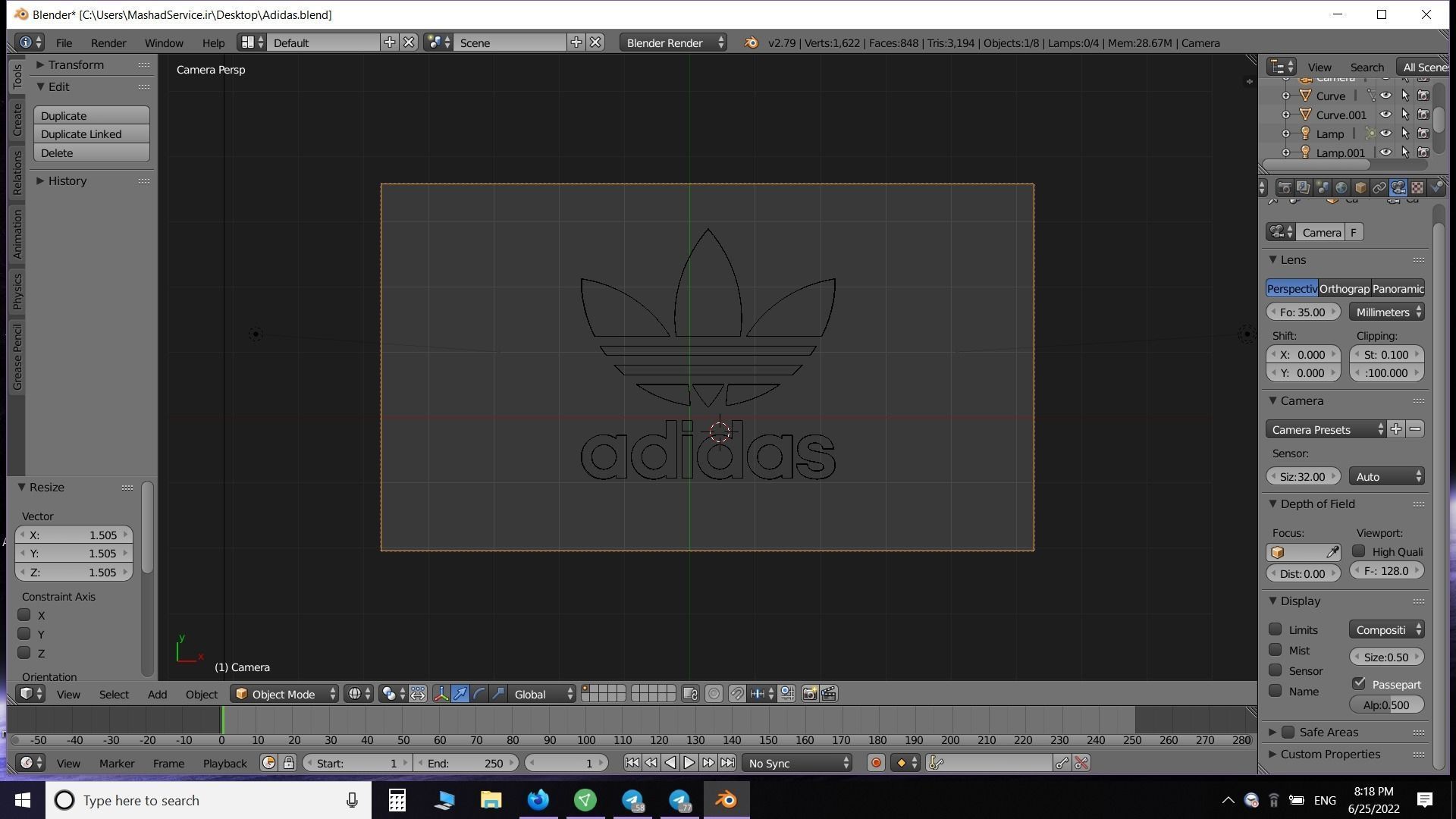 Adidas Logo Low-poly 3D model_2