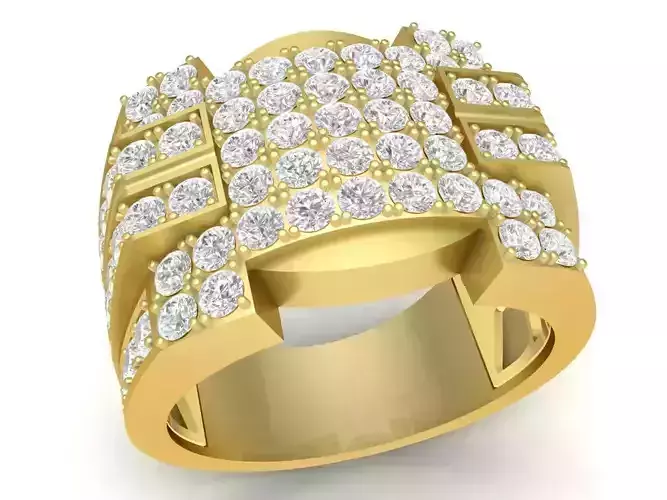 Bold Multi Row Pave Square Top Men Ring 3369 3D print model