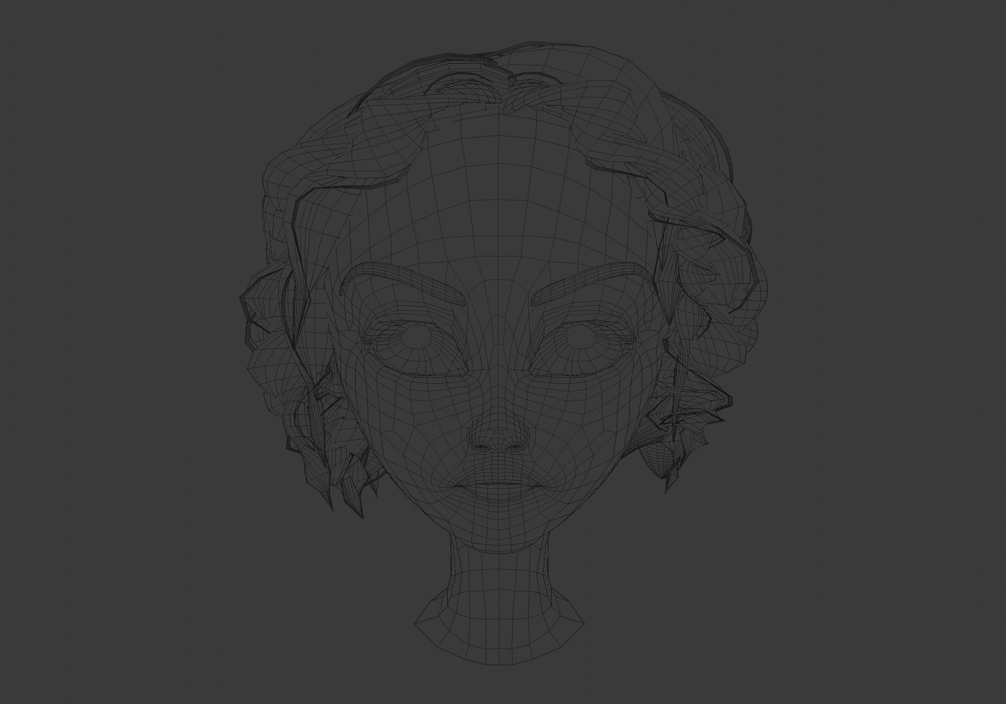 short curly hairstyle 3D model_5