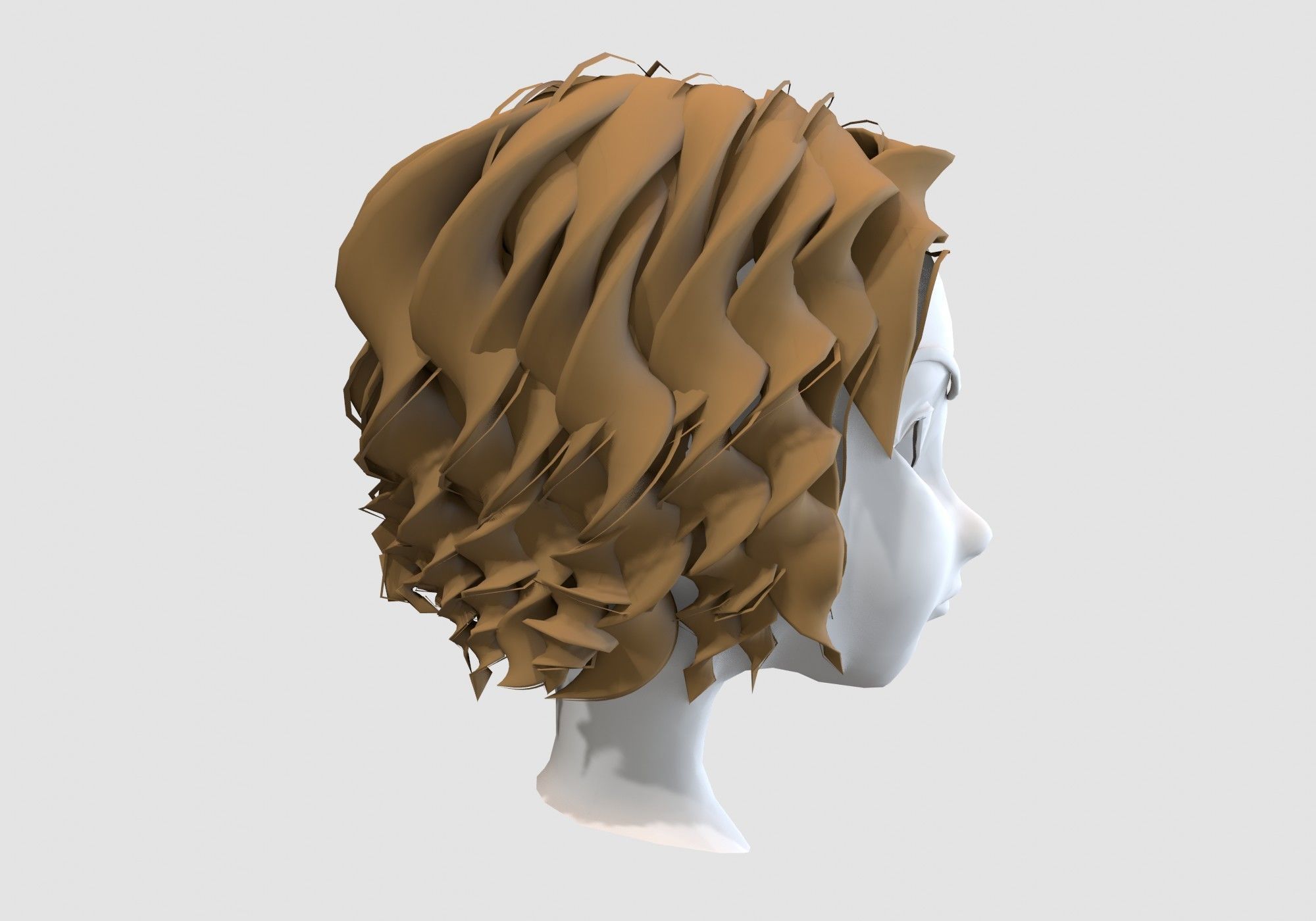 short curly hairstyle 3D model_2