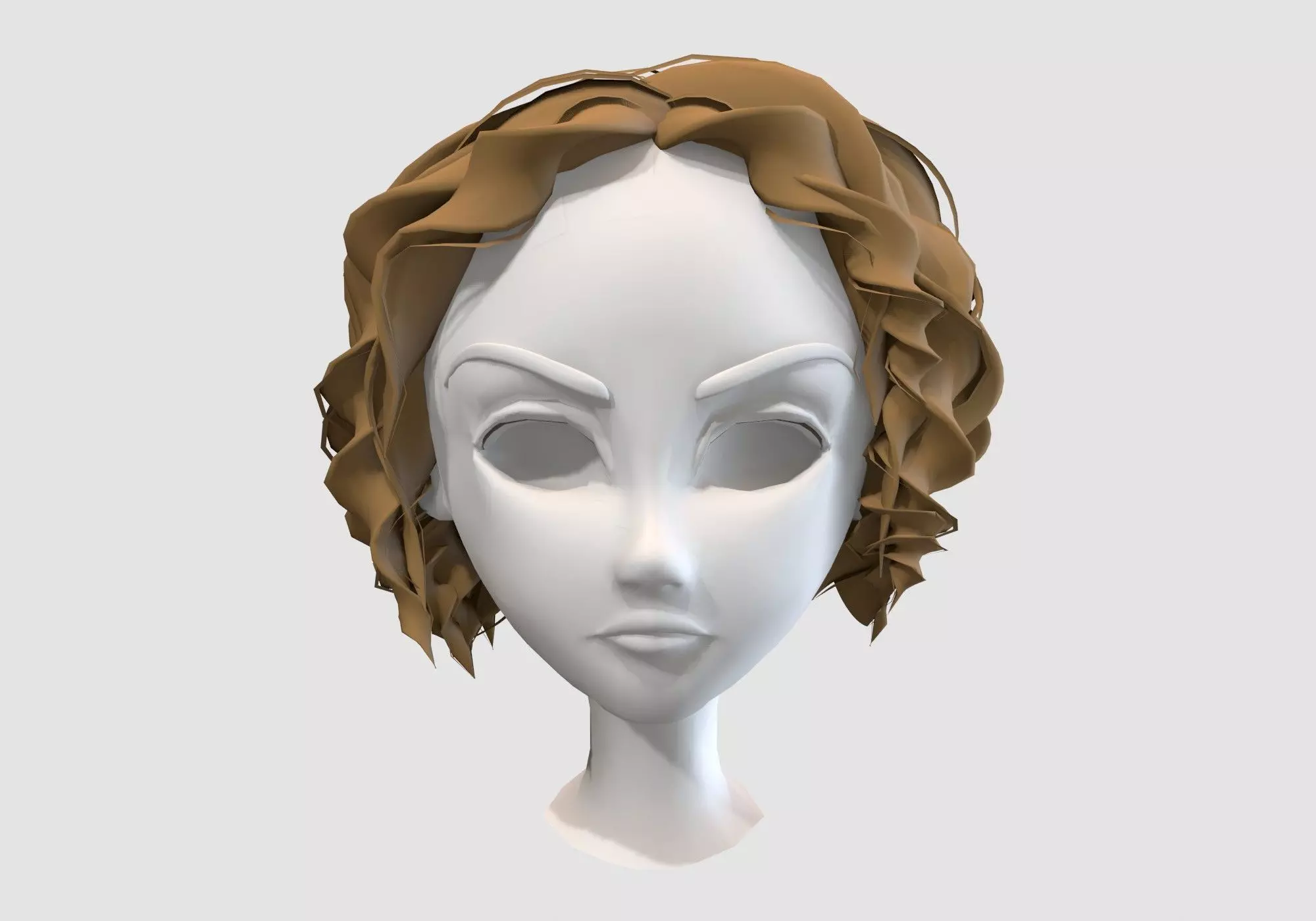 short curly hairstyle 3D model_0