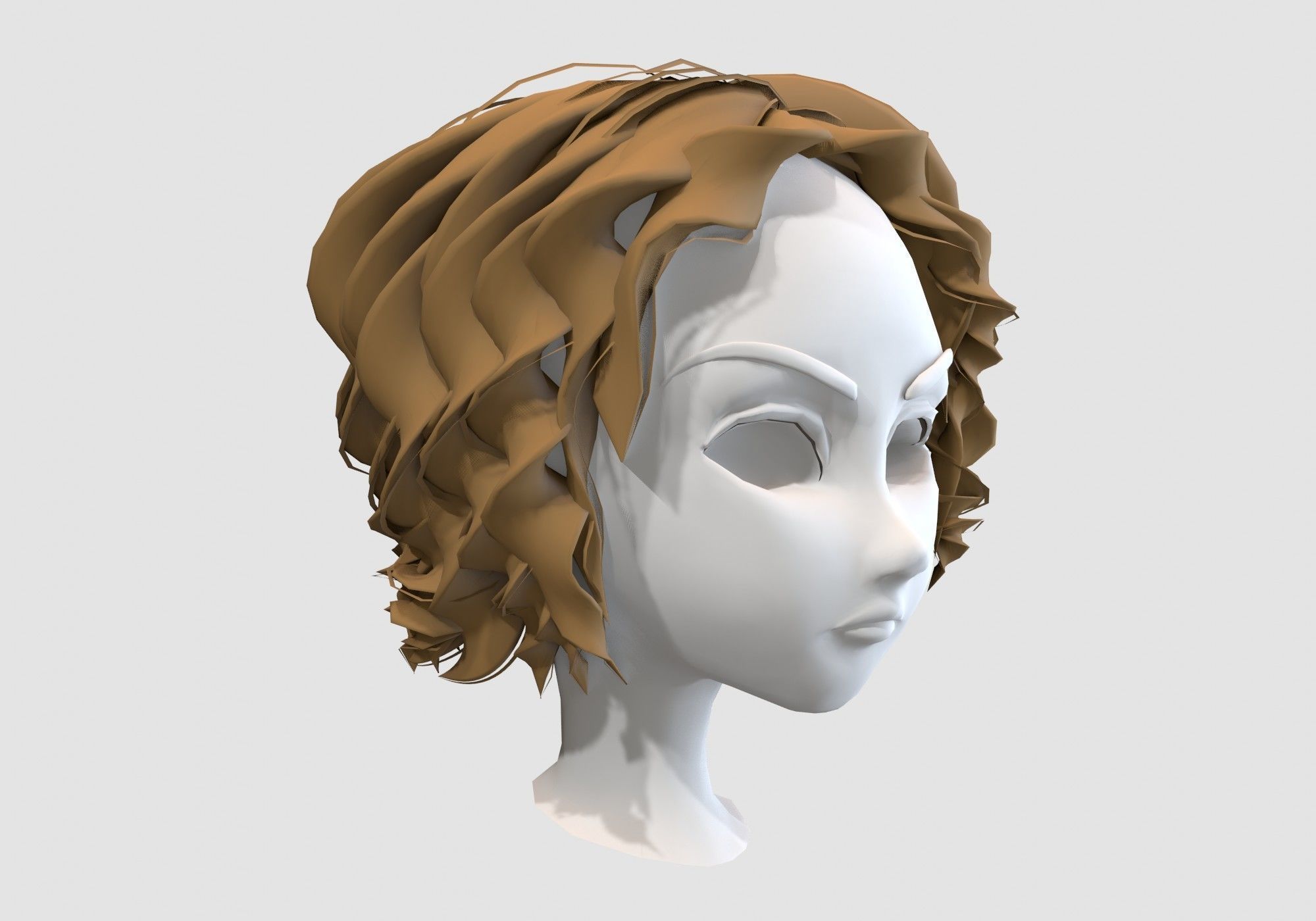 short curly hairstyle 3D model_1