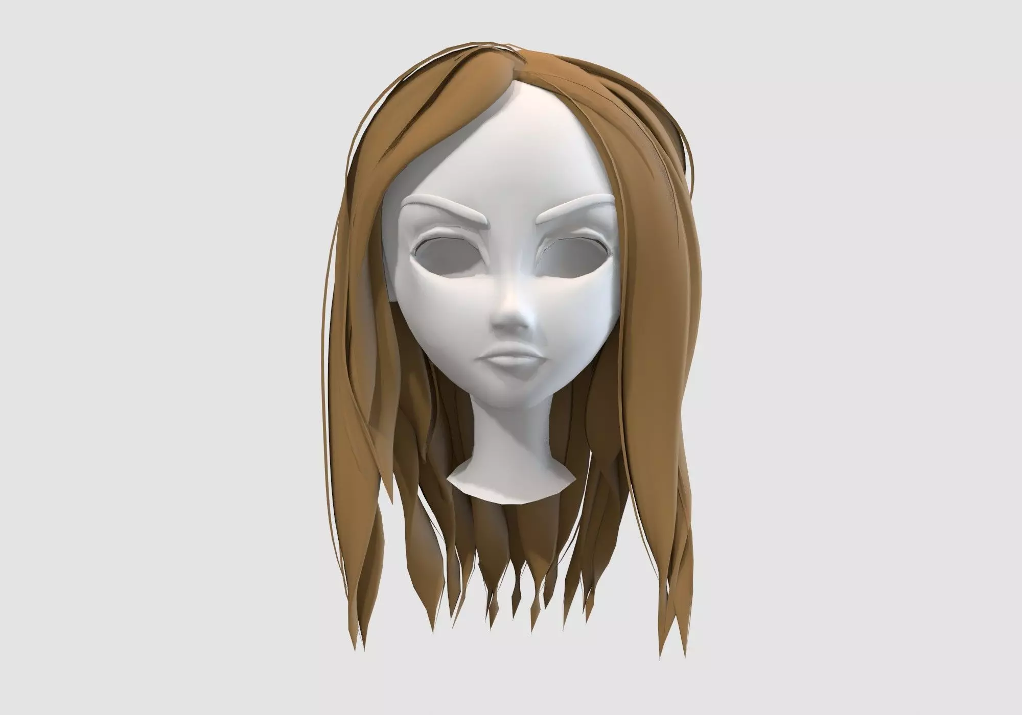 long cartoon hairstyle 3D model_0