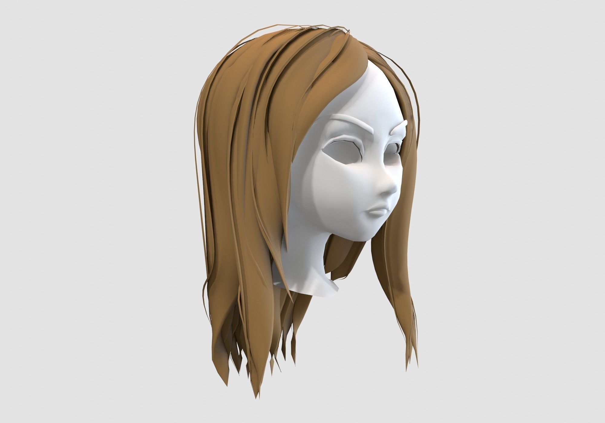 long cartoon hairstyle 3D model_1