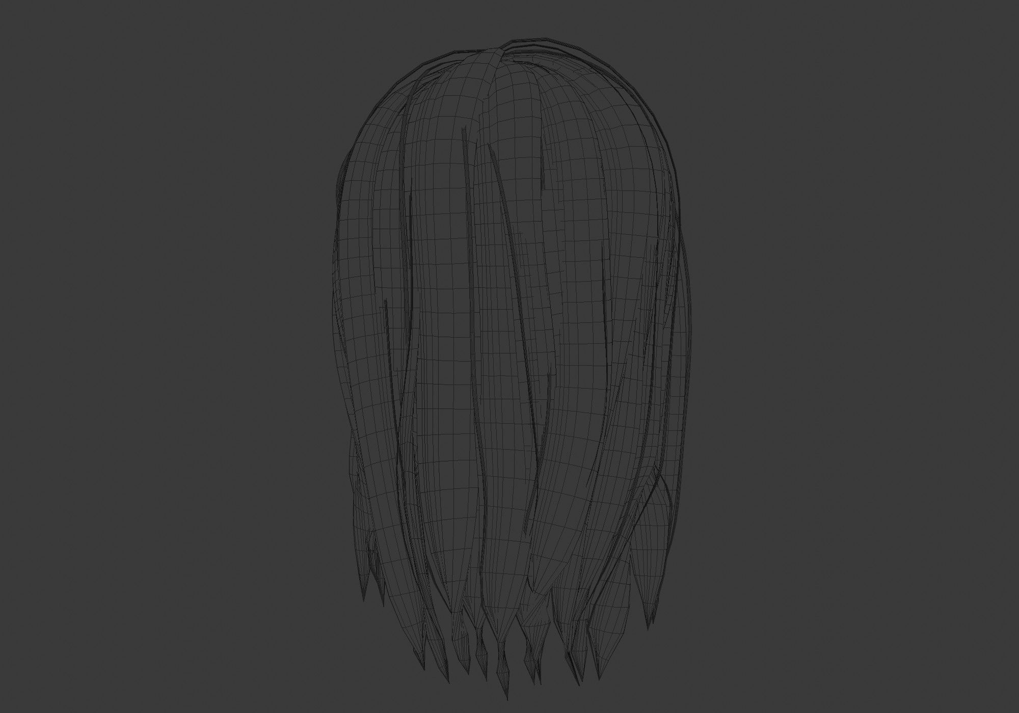 long cartoon hairstyle 3D model_9