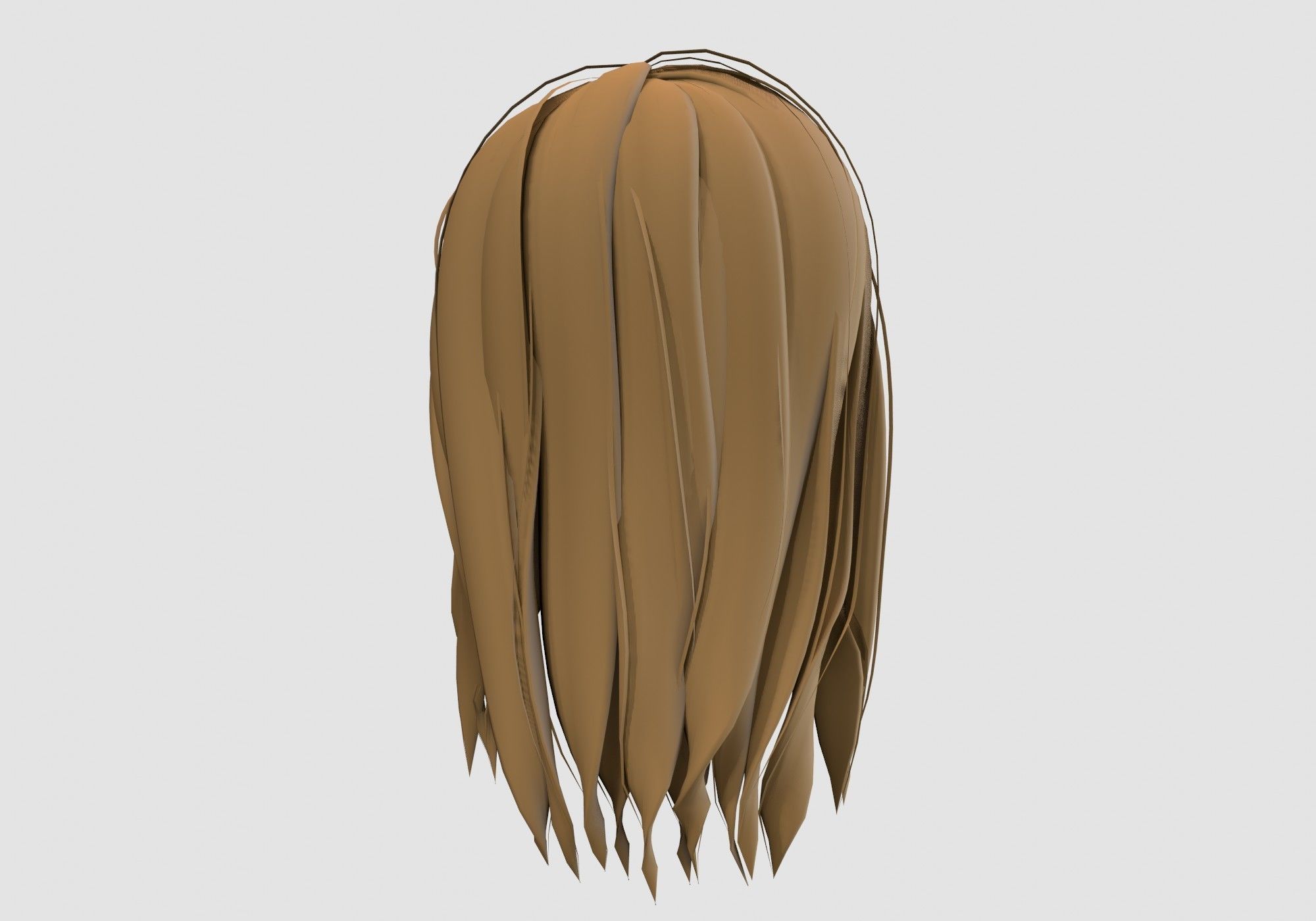 long cartoon hairstyle 3D model_4