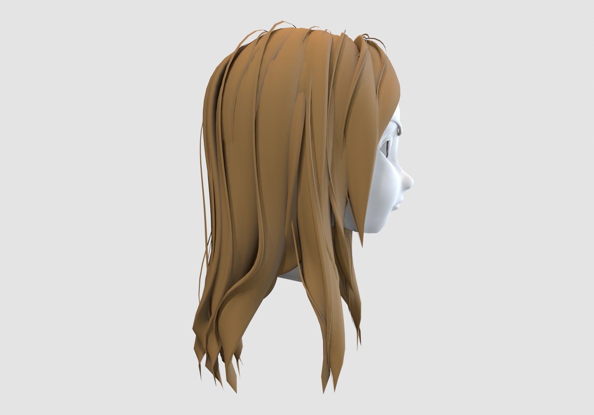 long cartoon hairstyle 3D model_2