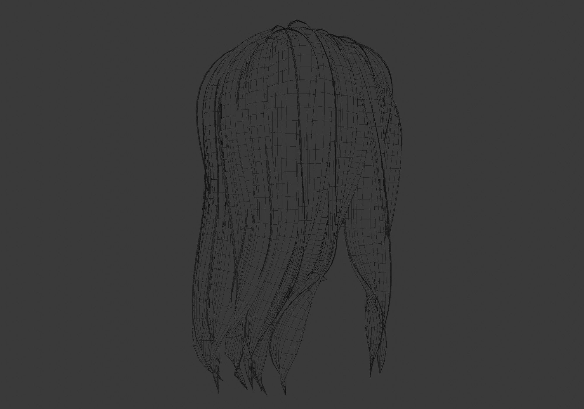 long cartoon hairstyle 3D model_8