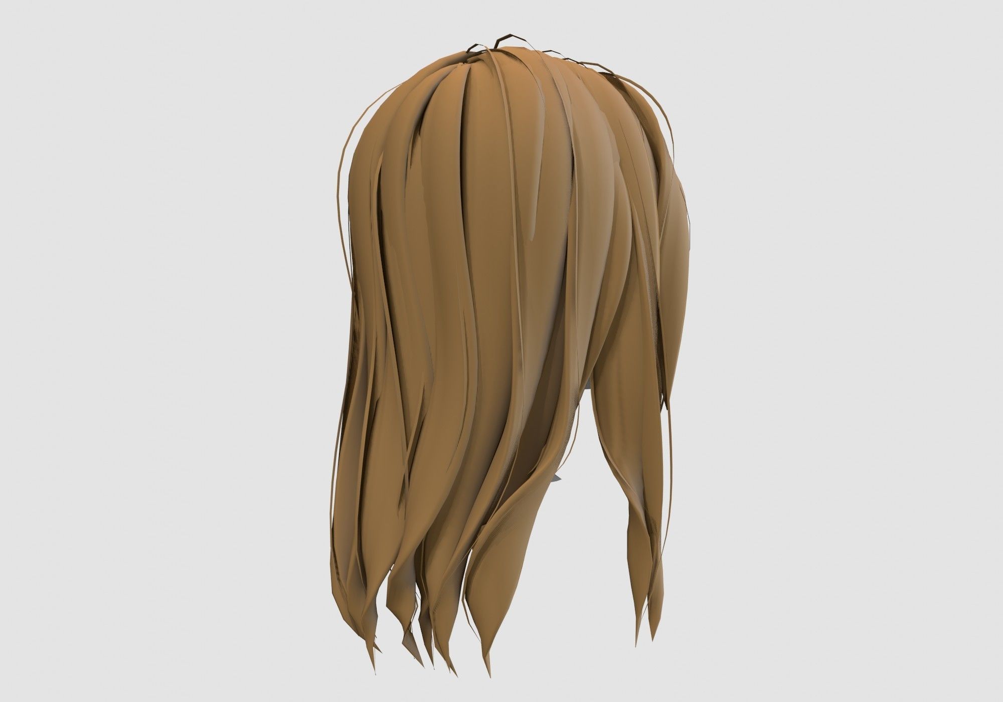 long cartoon hairstyle 3D model_3