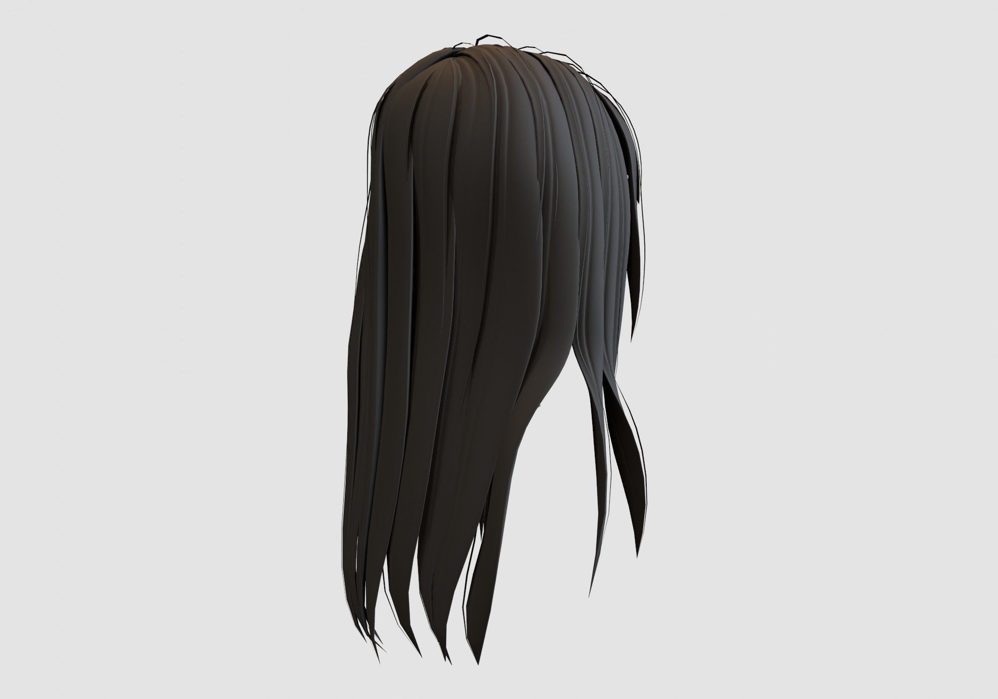 female straight hairstyle 3D model_3